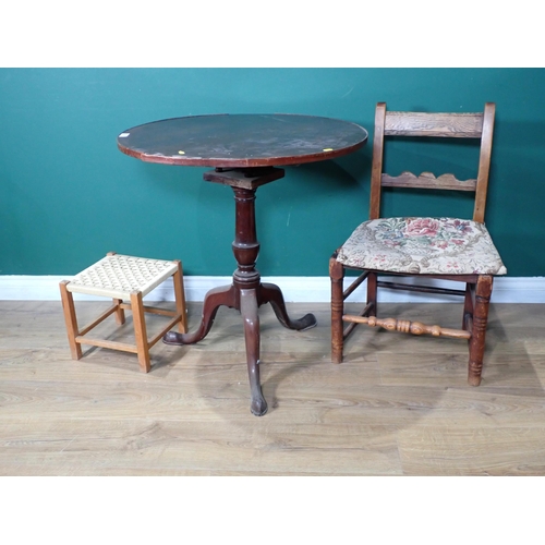 369 - A mahogany Pillar Table with bird cage support on turned column and tripod base, 2ft 4in diam, an as... 