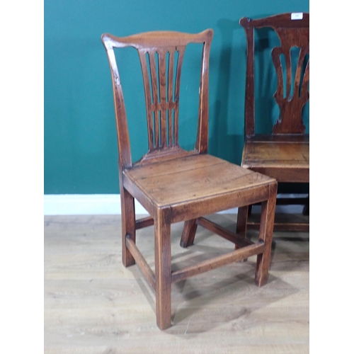 377 - A Georgian elm splat back Single Chair, a fruitwood splat back and a mahogany pierced splat back sin... 