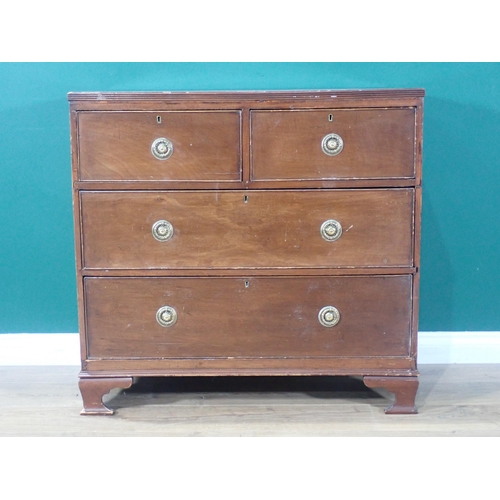 355 - A 19th Century mahogany Chest of two short and two long drawers mounted on bracket feet 2ft 11in W x... 