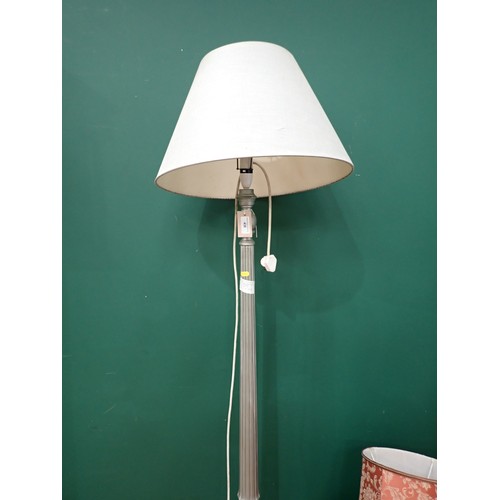 53 - A silver painted Standard Lamp ( passed PAT) and a quantity of shades