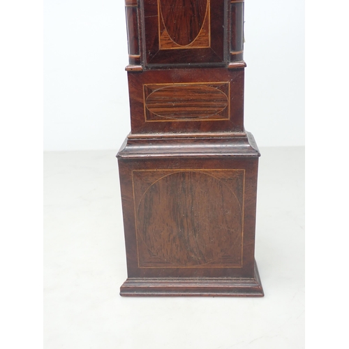 15 - A 19th Century mahogany and rosewood Pocket Watch Holder in the form of a Longcase Clock with silver... 