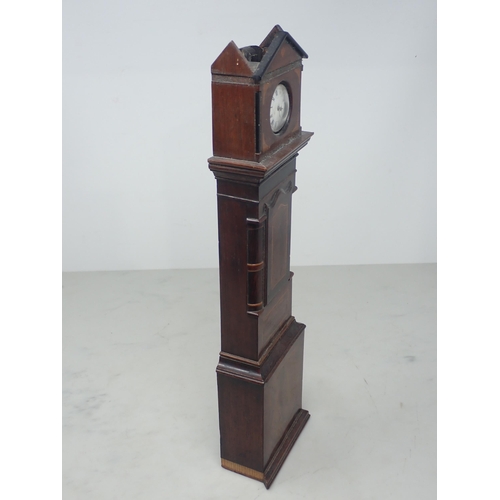 15 - A 19th Century mahogany and rosewood Pocket Watch Holder in the form of a Longcase Clock with silver... 