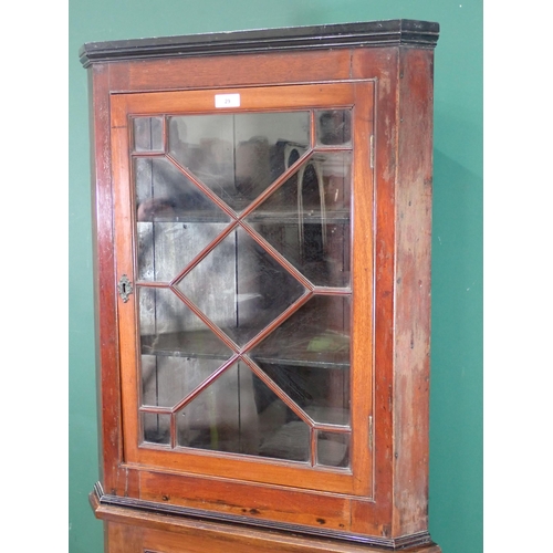 29 - A 19th Century mahogany and glazed Corner Cabinet on associated cupboard base 6ft 10in H x 2ft 4in W