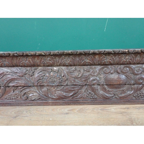 318 - An antique oak Pelmet with acanthus leaf carved decoration A/F 5ft 9in W x 10in H