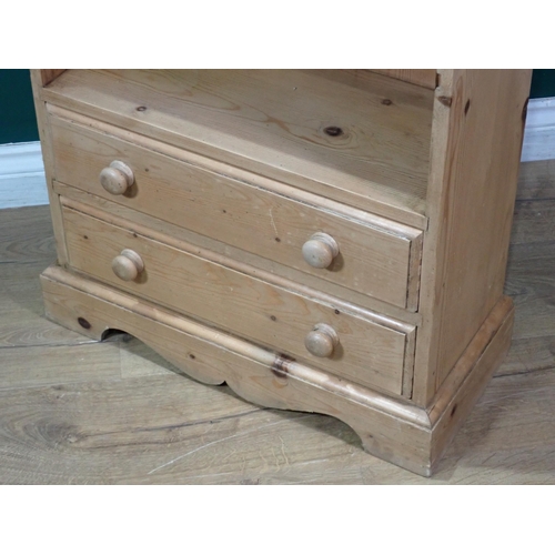 328 - A pine open Bookcase fitted two drawers to base 3ft 10in H x 1ft 9in W