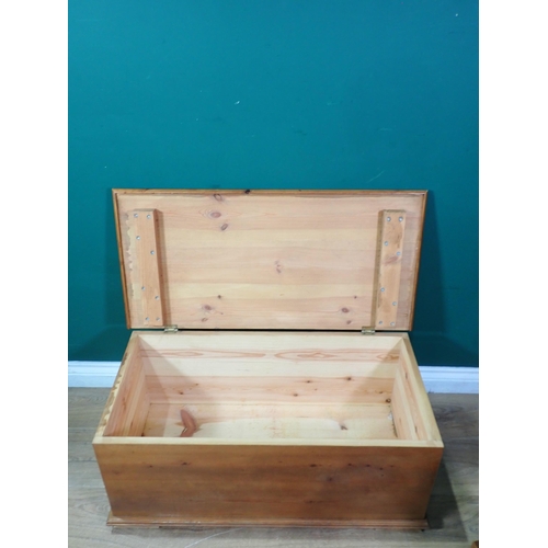 331 - A pine Blanket Chest 2ft 9in x 1ft 2in and a set of pine Shelves fitted single drawer