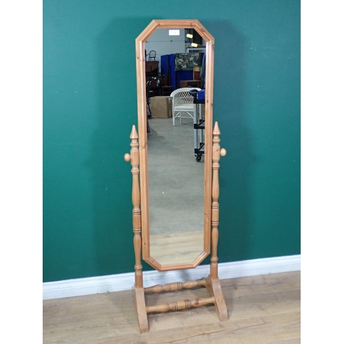 332 - A modern pine cheval Robing Mirror 4ft 11in H