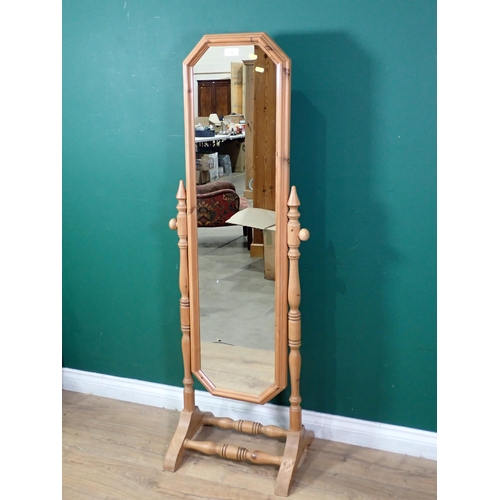 332 - A modern pine cheval Robing Mirror 4ft 11in H