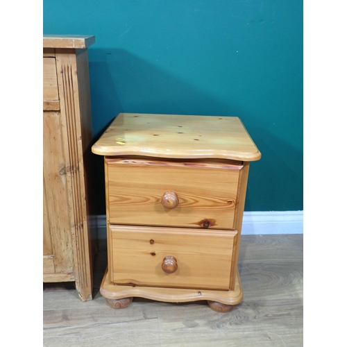 333 - An antique pine Pot Cupboard and a pair of modern pine Bedside Chests