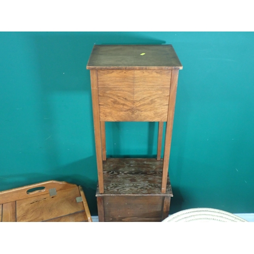 34 - A mahogany Butler's Tray on X-frame stand, two Sewing Boxes, a Chair and Trolley