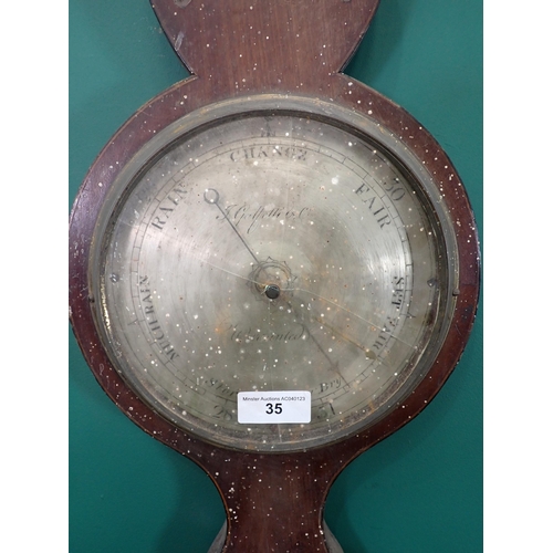 35 - A 19th Century mahogany and inlaid Barometer by J. Galfetti & Co. A/F 3ft 2in L
