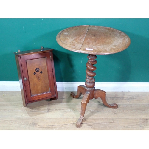 362 - An antique mahogany Pillar Table on barley twist support A/F 2ft 3in H x 1ft 10in D and a mahogany a... 