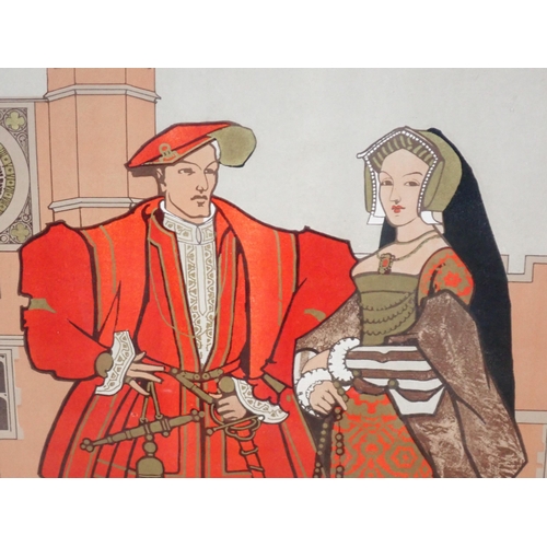 49 - An oak framed Print of Henry VIII and Catherine of Aragon 2ft W x 2ft H