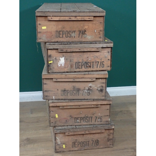 503 - Five wooden Flower Crates with Cheltenham Marketing Society stamp