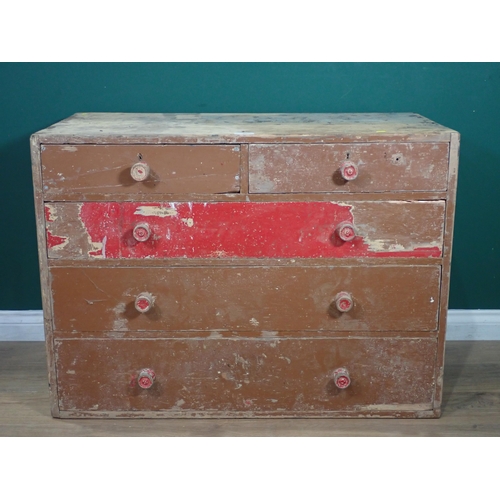 506 - A painted pine Chest of two short and three long graduated drawers, 2ft 5