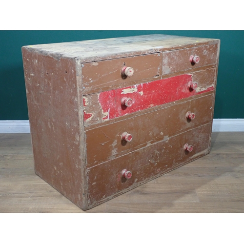 506 - A painted pine Chest of two short and three long graduated drawers, 2ft 5