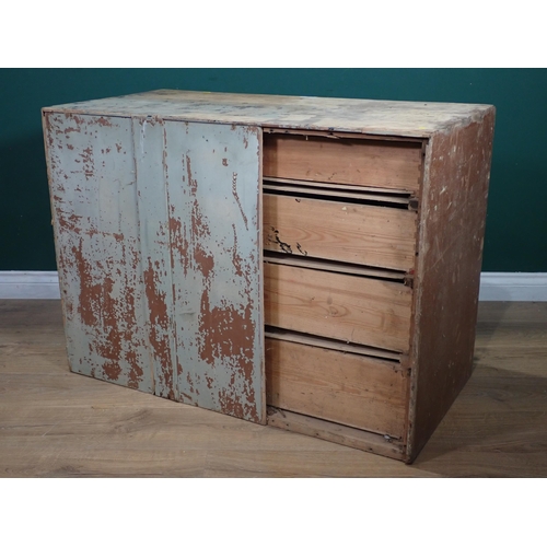 506 - A painted pine Chest of two short and three long graduated drawers, 2ft 5