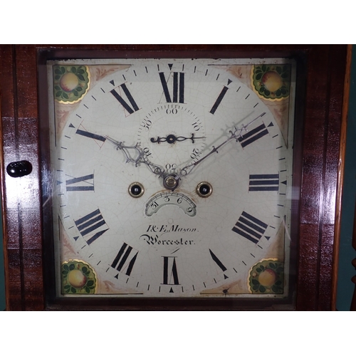 51 - A Georgian oak and mahogany crossbanded Longcase Clock with square painted dial by I & E Mason, Worc... 