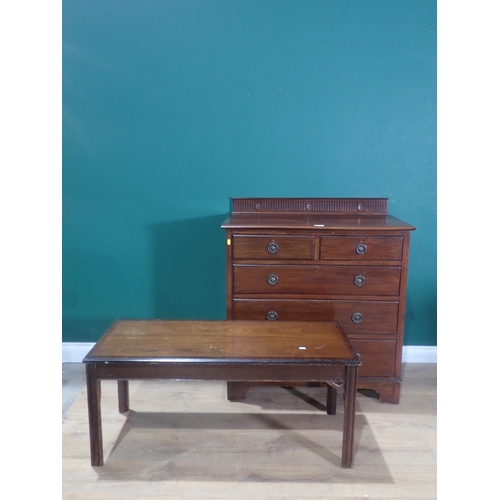 523 - A walnut Chest of two short and three long drawers 3ft 4in H x 3ft W and a reproduction mahogany ven... 