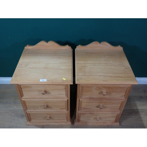 61 - A pair of modern pine Bedside Chests 2ft H x 1ft 6in W