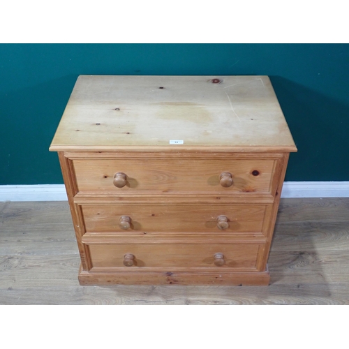 64 - A modern pine Chest of three  drawers 2ft 8in W x 2ft 5in H