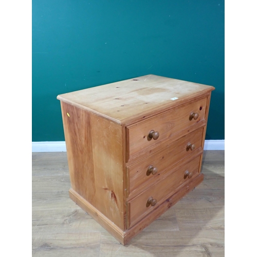 64 - A modern pine Chest of three  drawers 2ft 8in W x 2ft 5in H