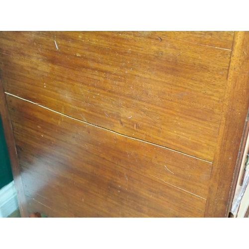 72 - A Georgian mahogany Wash Stand with tray top above pair of inlaid and chequer strung cupboard doors ... 