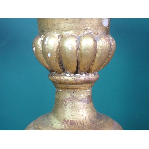 73 - A pair of antique gilded Torcheres of urn form upon scroll columns and tripod bases A/F 3ft 6in H x ... 