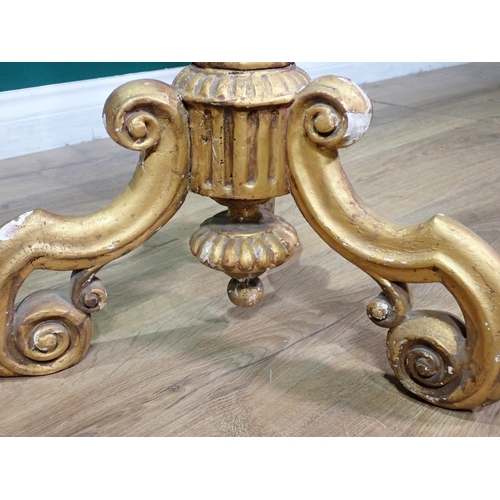 73 - A pair of antique gilded Torcheres of urn form upon scroll columns and tripod bases A/F 3ft 6in H x ... 