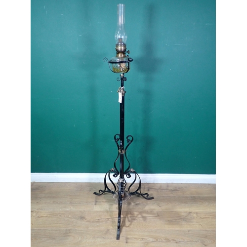 76 - A 19th Century oil Lamp Standard on tripod base 5ft 3in H