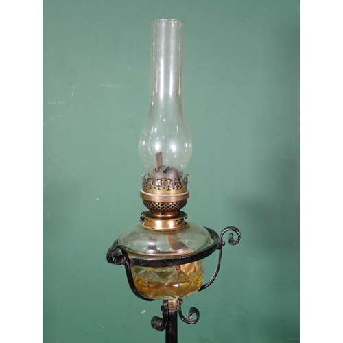 76 - A 19th Century oil Lamp Standard on tripod base 5ft 3in H