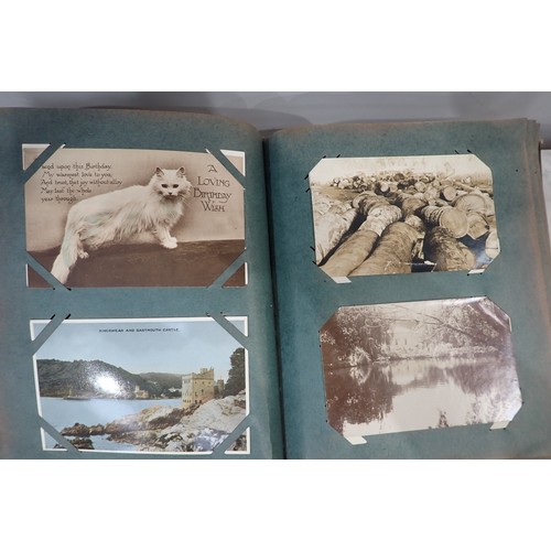 25 - Two Postcard Albums including First World War examples and a box of Razors
