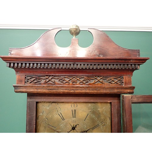 52 - A Georgian mahogany Longcase Clock with brass dial by Joseph Brown, Worcester 7ft H x 1ft 7in W