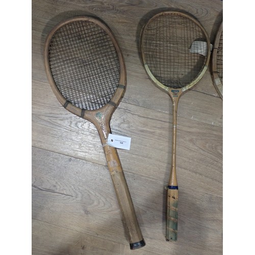 528 - Six old Tennis Rackets