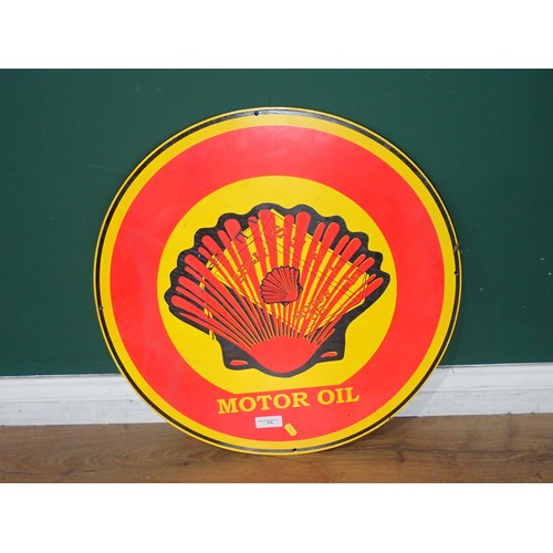 519 - A 'Shell Motor Oil' circular enamel Sign 24in D