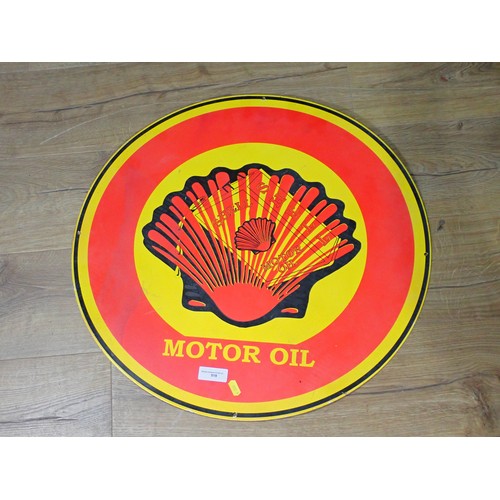 519 - A 'Shell Motor Oil' circular enamel Sign 24in D