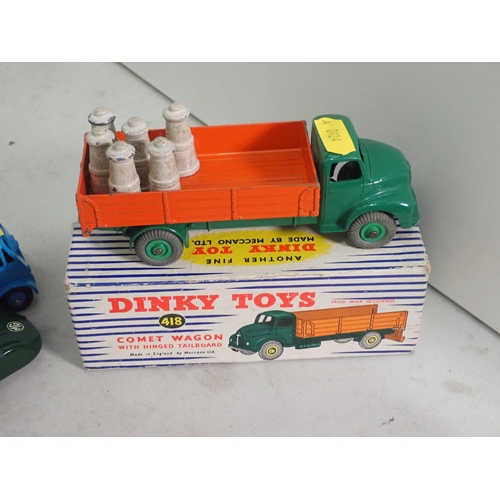 127 - A boxed Dinky Toys No.418 Comet Wagon, a repainted Dinky Toys Guy Flat Truck, MG Racing Car, boxed B... 