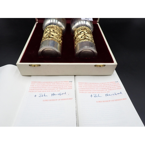 269 - A pair of Elizabeth II silver and silver-gilt Ltd Edition Hereford Cathedral Aurum Goblets commemora... 