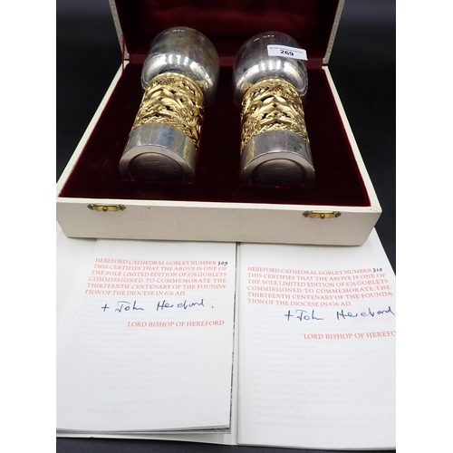 269 - A pair of Elizabeth II silver and silver-gilt Ltd Edition Hereford Cathedral Aurum Goblets commemora... 