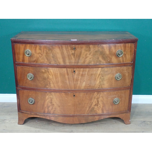 534 - A mahogany Chest of three long Drawers A/F (possibly been reduced in size - see images) 2ft 9