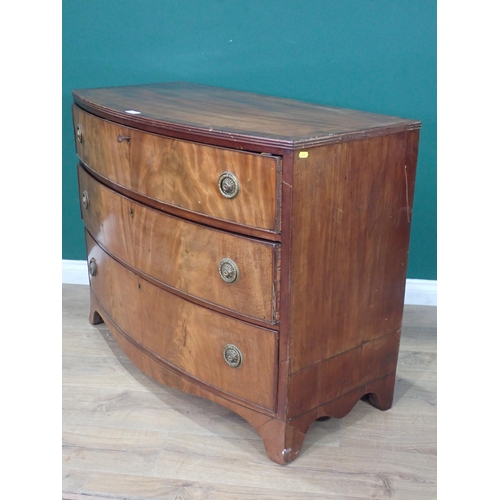 534 - A mahogany Chest of three long Drawers A/F (possibly been reduced in size - see images) 2ft 9