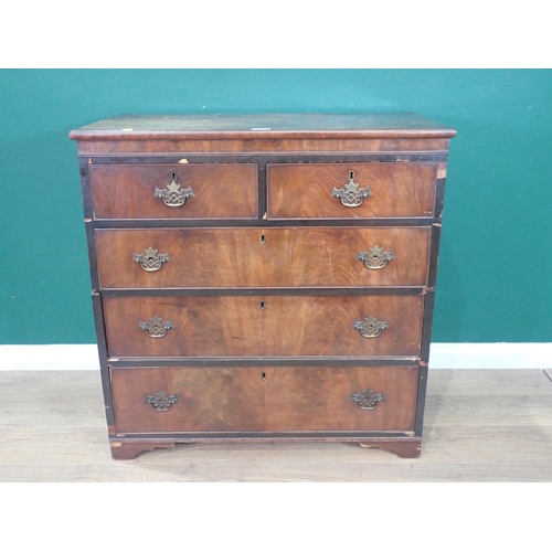 536 - A mahogany Chest of two short, three long Drawers on bracket feet A/F (Has been cut into two) 3ft 2