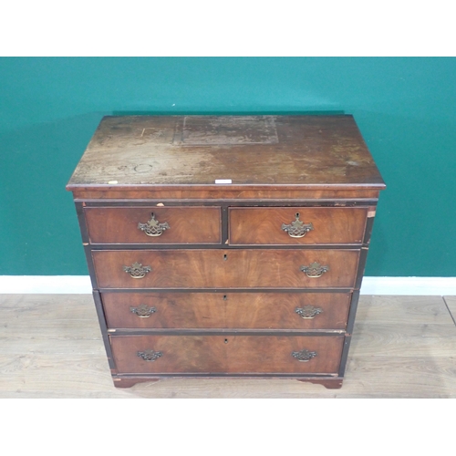 536 - A mahogany Chest of two short, three long Drawers on bracket feet A/F (Has been cut into two) 3ft 2