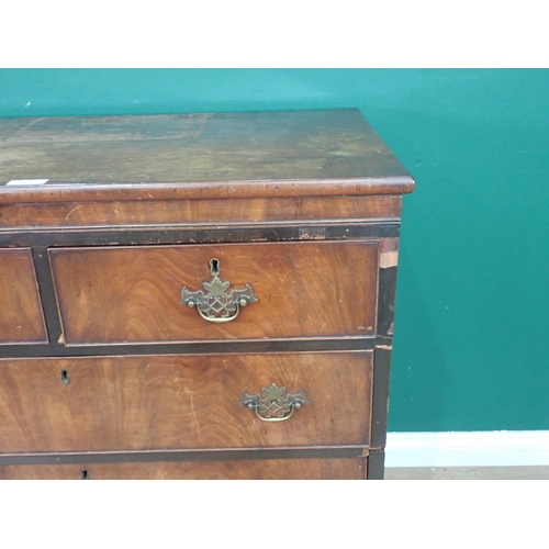 536 - A mahogany Chest of two short, three long Drawers on bracket feet A/F (Has been cut into two) 3ft 2