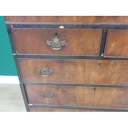 536 - A mahogany Chest of two short, three long Drawers on bracket feet A/F (Has been cut into two) 3ft 2