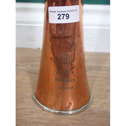 279 - A 19th Century copper and nickel Coaching Horn stamped Butler, Haymarket, London 3ft L