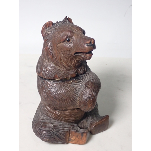 575 - A Black Forest style Bear A/F, a tortoiseshell Magnifying Glass, a horn Snuff Box, a Chinese blue an... 