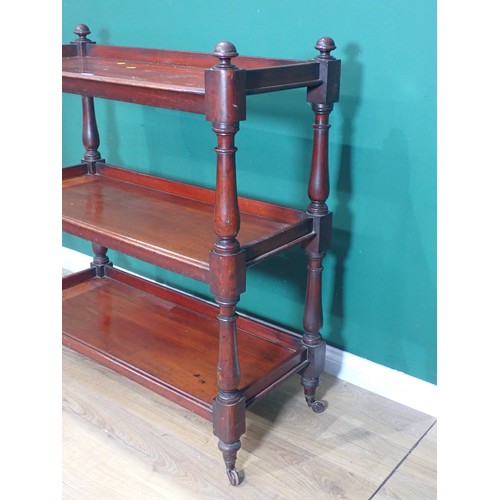 284 - A 19th Century mahogany three tier Buffet on baluster turned supports 3ft 8in H x 3ft 4in W