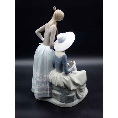 245 - A large Lladro Figure of two Girls with dog A/F