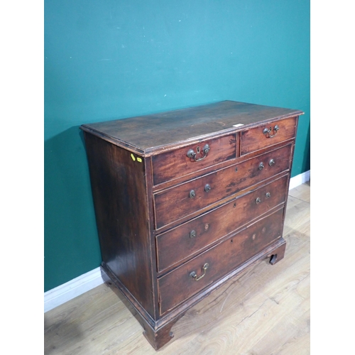 7 - A George III mahogany Chest of two short and three long drawers mounted on shaped bracket feet A/F 3... 